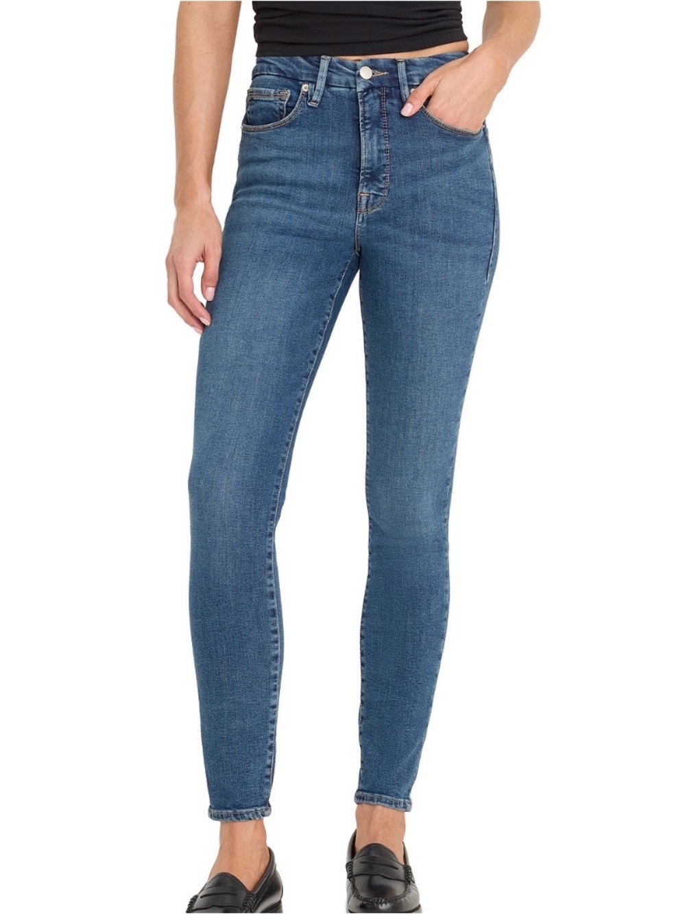Good American Good Legs Skinny Jeans Blue Mid Rise Denim Size 4 / 27 Stretch